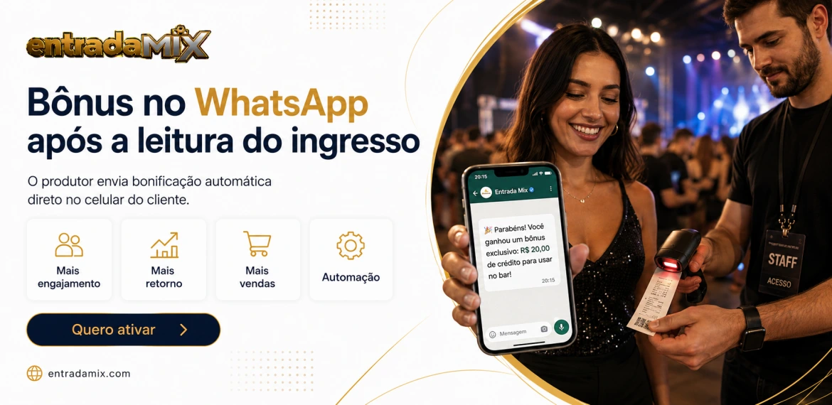 Bonus no WhatsApp apos a leitura do ingresso